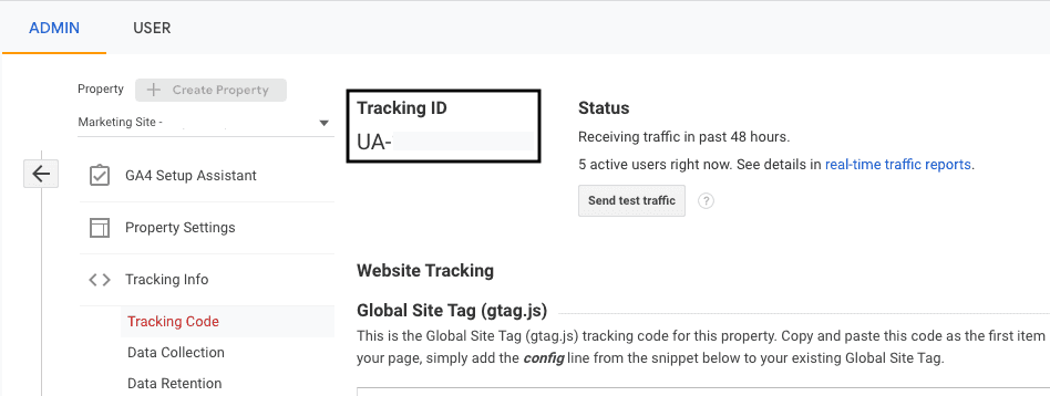 Google Analytics tracking ID