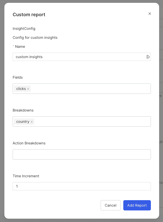 Custom insights settings